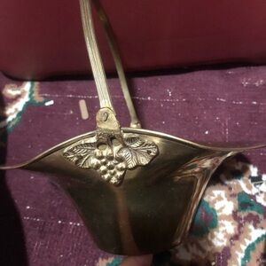 Vintage brass Metal Basket with Grape Motif. Made in India -preloved